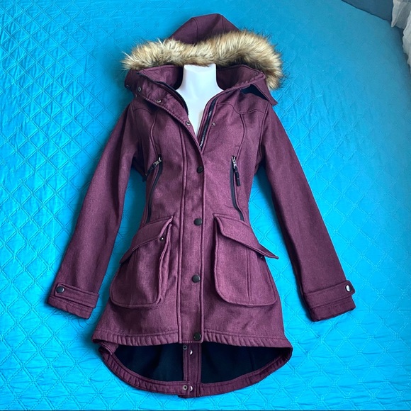 Burgundy Trench jacket with hood *medium* - Picture 4 of 12